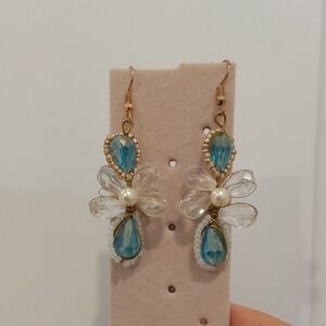 Elegant Blue and Gold Drop Earrings
